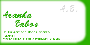 aranka babos business card